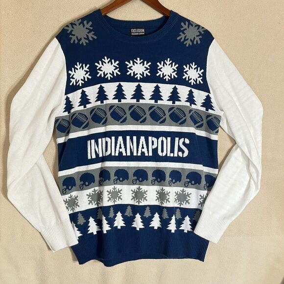 NFL Indianapolis Colts Ugly Christmas Sweater Exclusion Clothing Men's Size L - Picture 1 of 6
